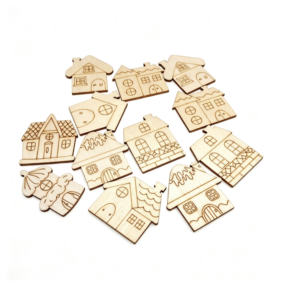 Christmas Craft Embellishment - 40mm 80mm Christmas Wood Ornaments Unfinished