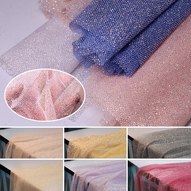 Crystal Mesh Fabric - 100/300/500cm X150cm Shiny Glitter Mesh Fabric