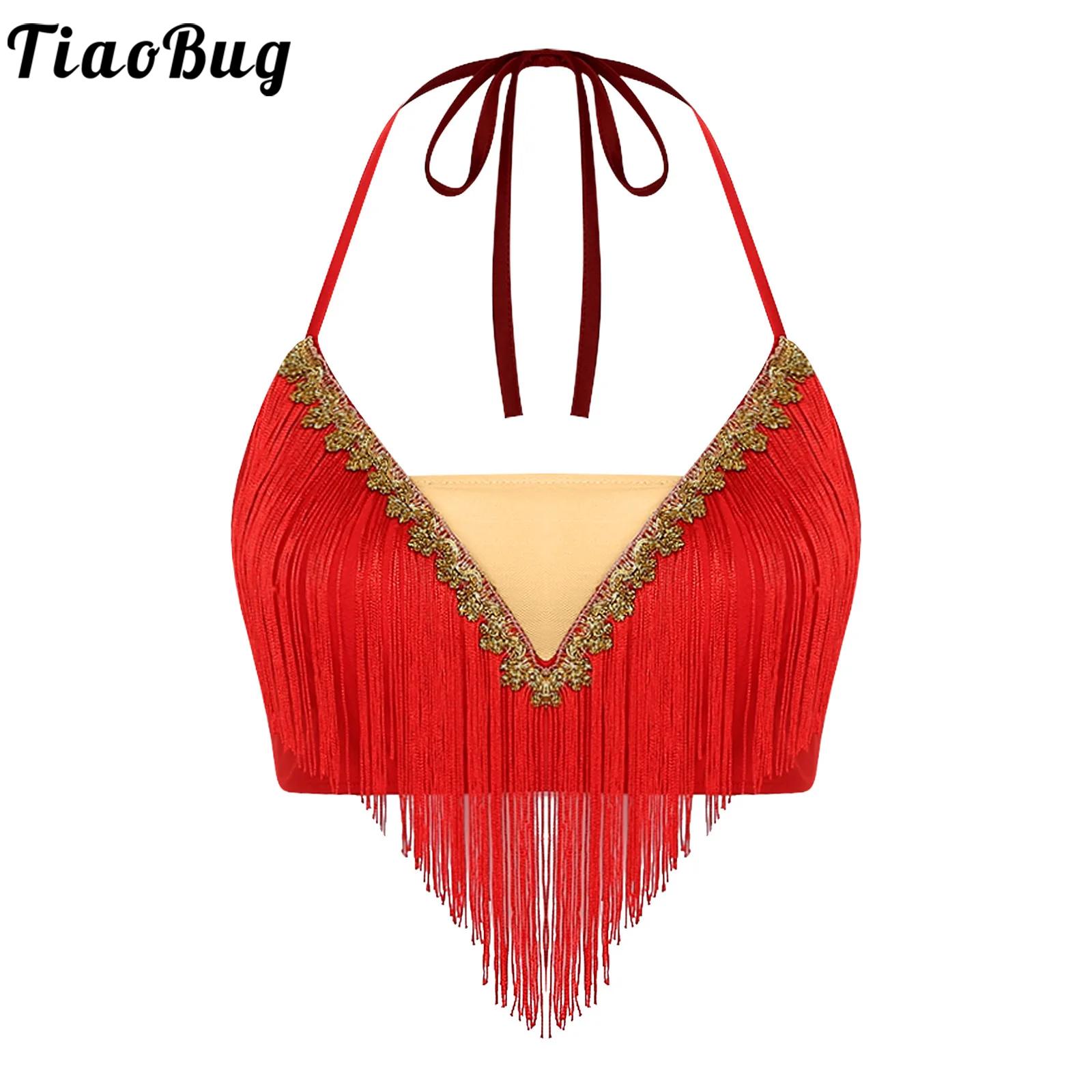 Tassel Fringe Trim - Women Lace-up Tassel Belly Dance Crop