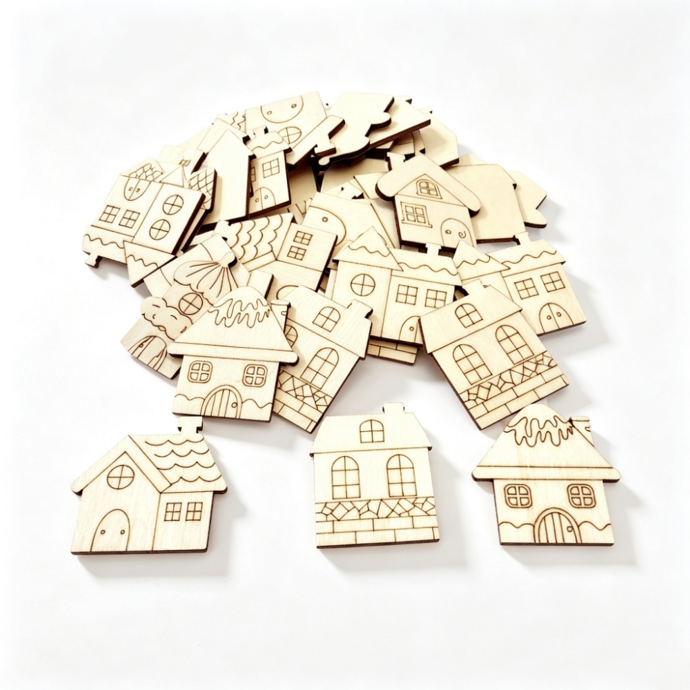 40mm 80mm Christmas Wood Ornam - огляд і ціна Christmas Craft Embellishment