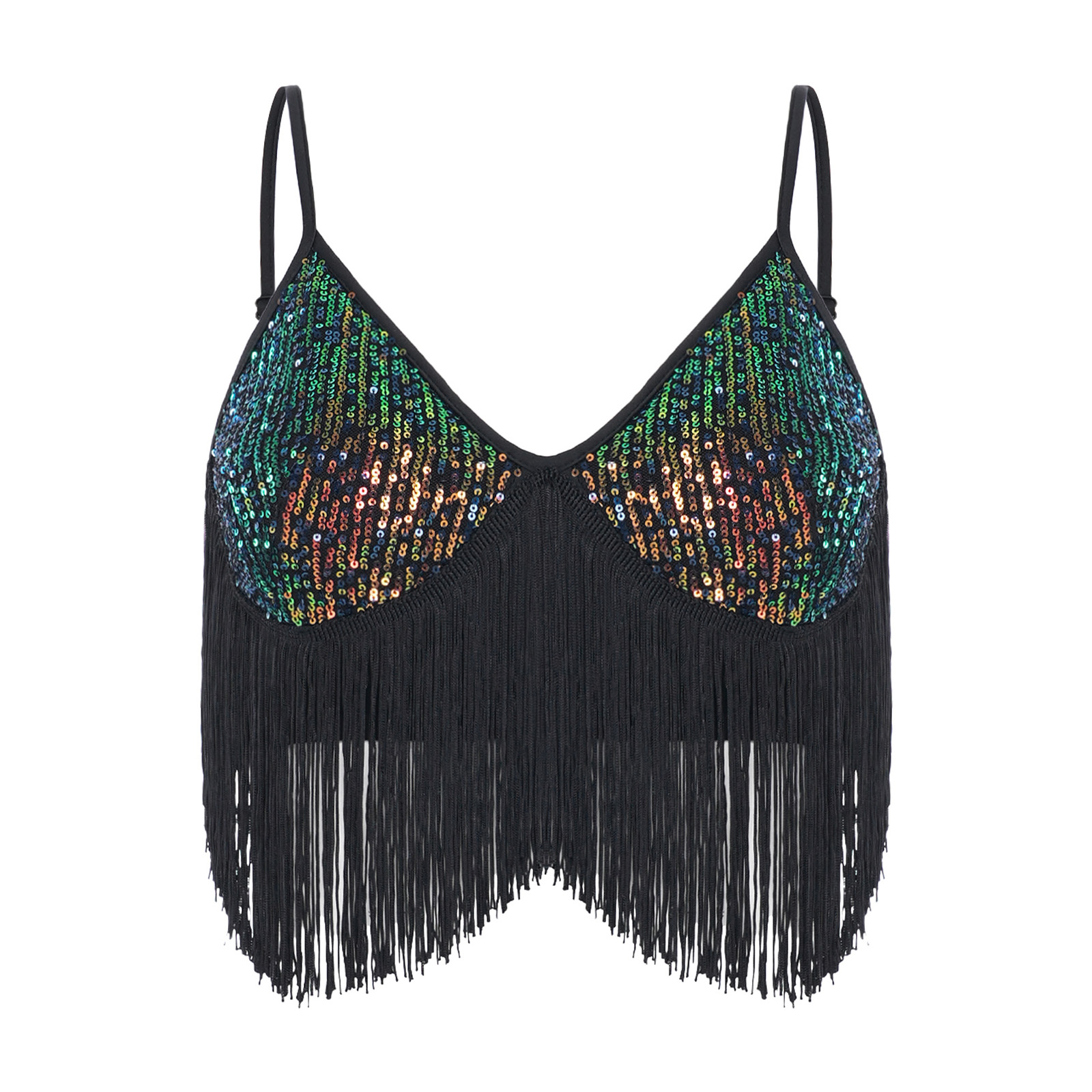 Women Latin Dance Glitter Sequ - огляд і ціна Tassel Fringe Trim