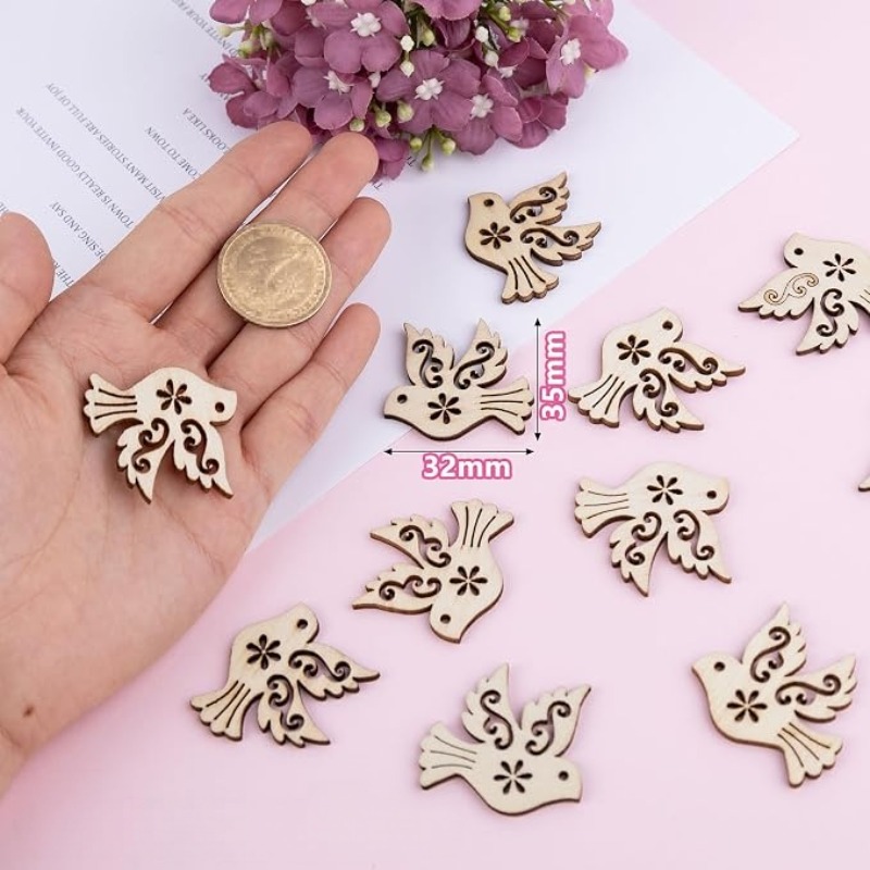 50pcs Unfinished Wooden Peace  - огляд і ціна Craft Embellishment