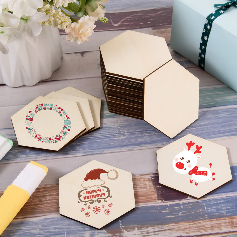 5cm Wooden Hexagon Blank Slice - огляд і ціна Christmas Craft Embellishment