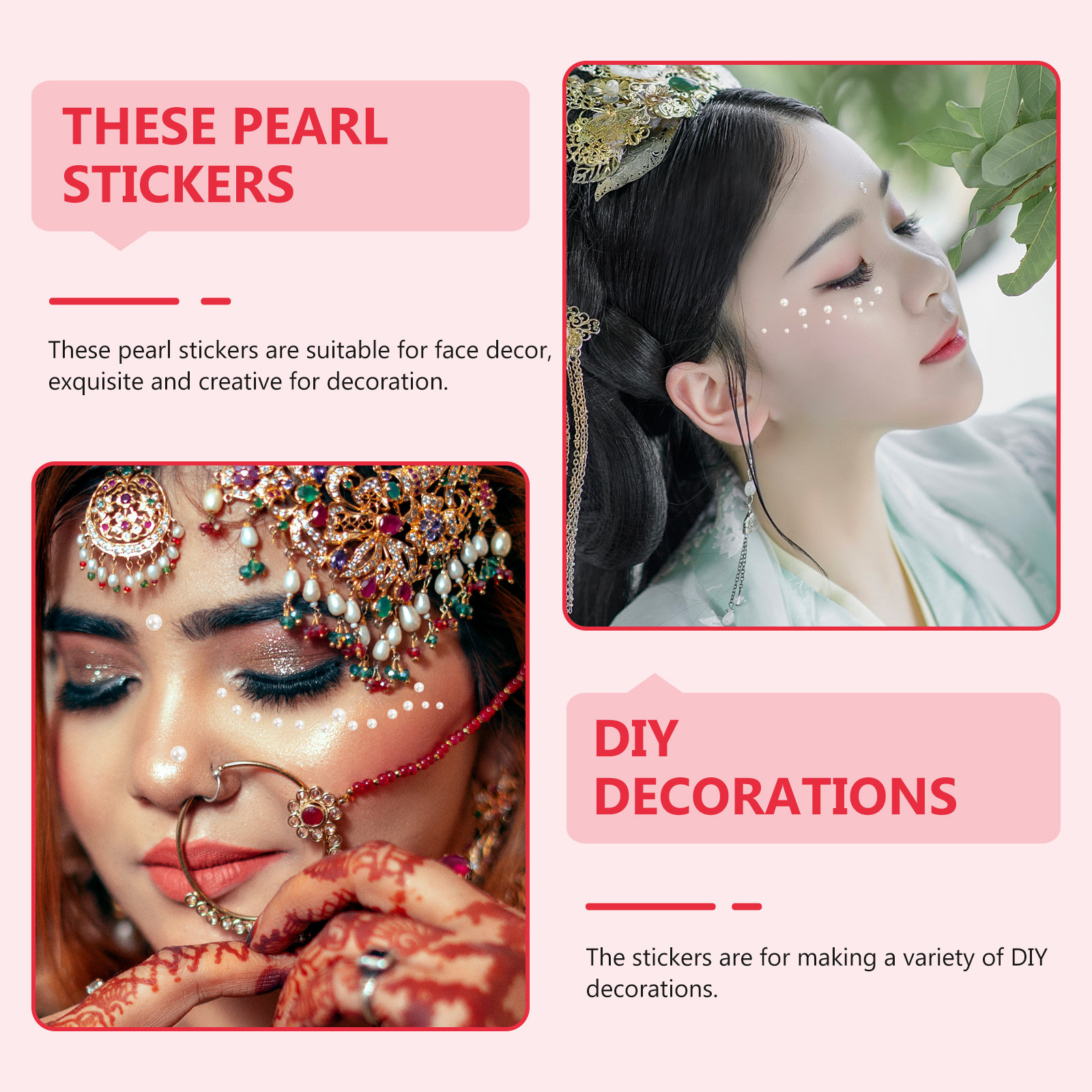5Pcs Pearl Face Stickers Adhes - огляд і ціна Craft Embellishment