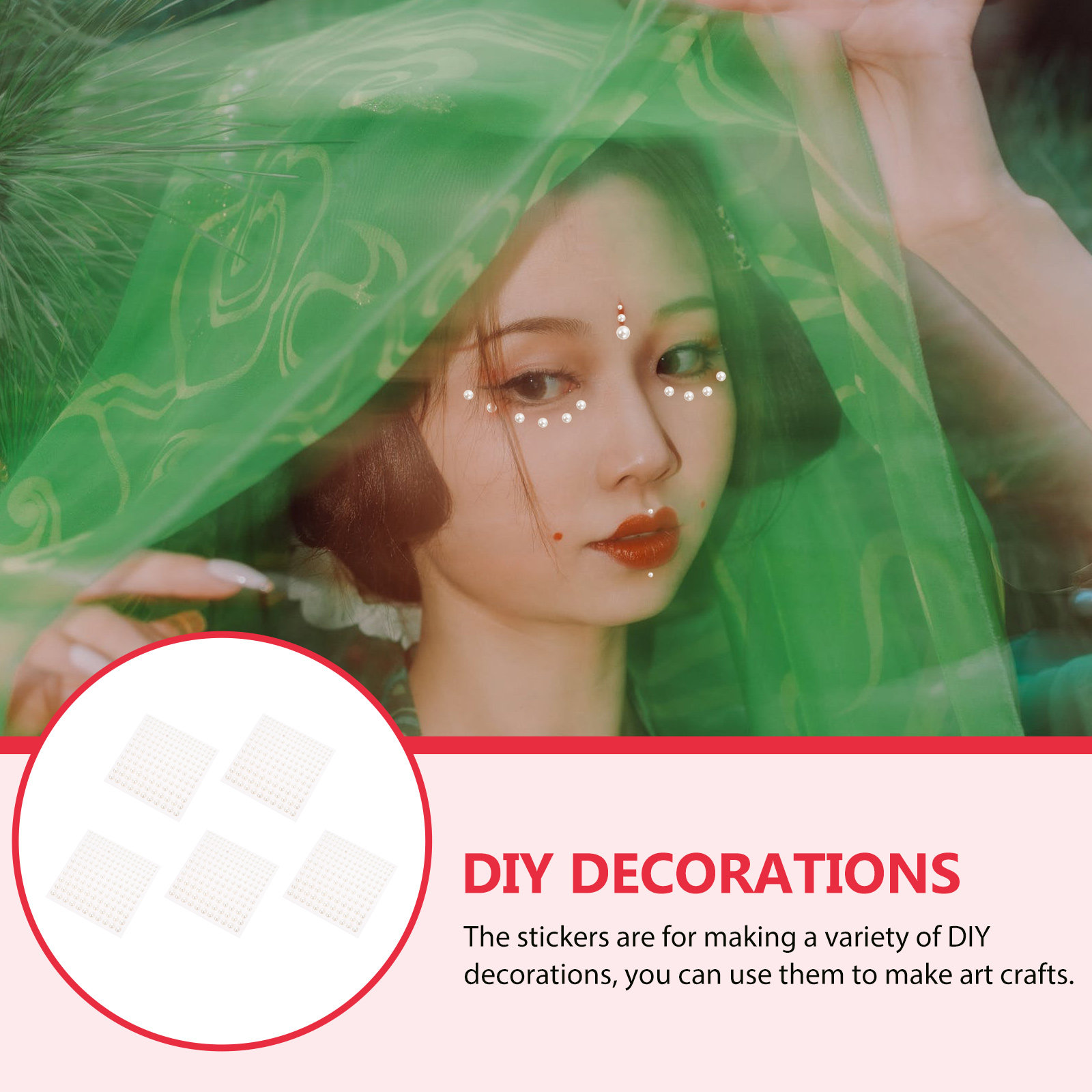5Pcs Pearl Face Stickers Adhes - огляд і ціна Craft Embellishment