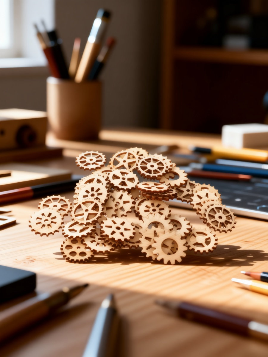 100Pcs Wood Gear Craft Pieces  - огляд і ціна Craft Embellishment